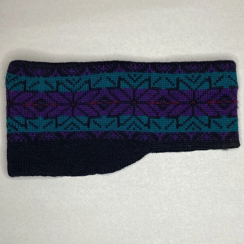 VTG 90’s Lands’ End 100% Wool Black Fair Isle Headband